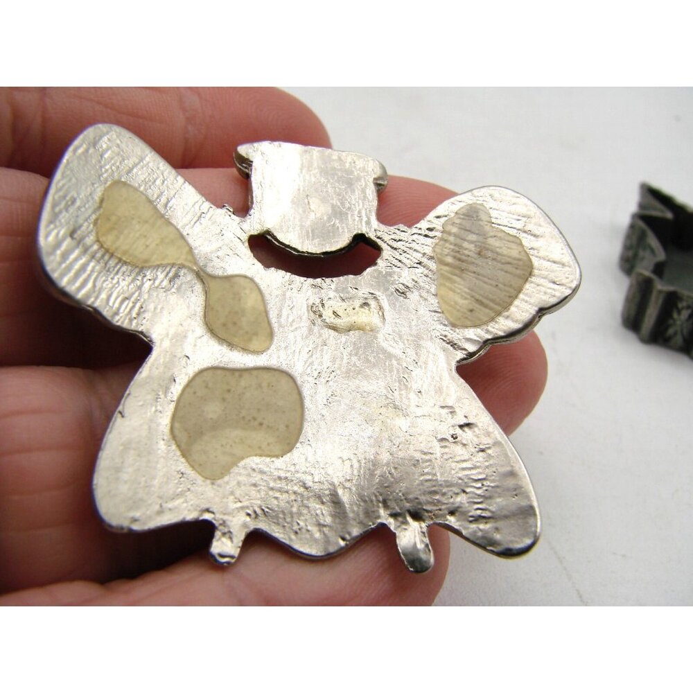 3 Vintage Metal Silver Pewter Jewelry Pieces Bear Angel Hummingbird Crafts Melt - Picture 7 of 10